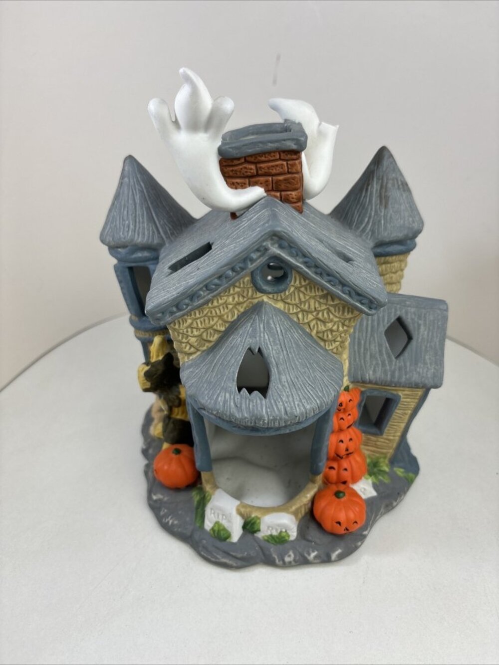 VTG PartyLite Halloween Ceramic Haunted Tealight House Candle Holder P7311 - Picture 4 of 6